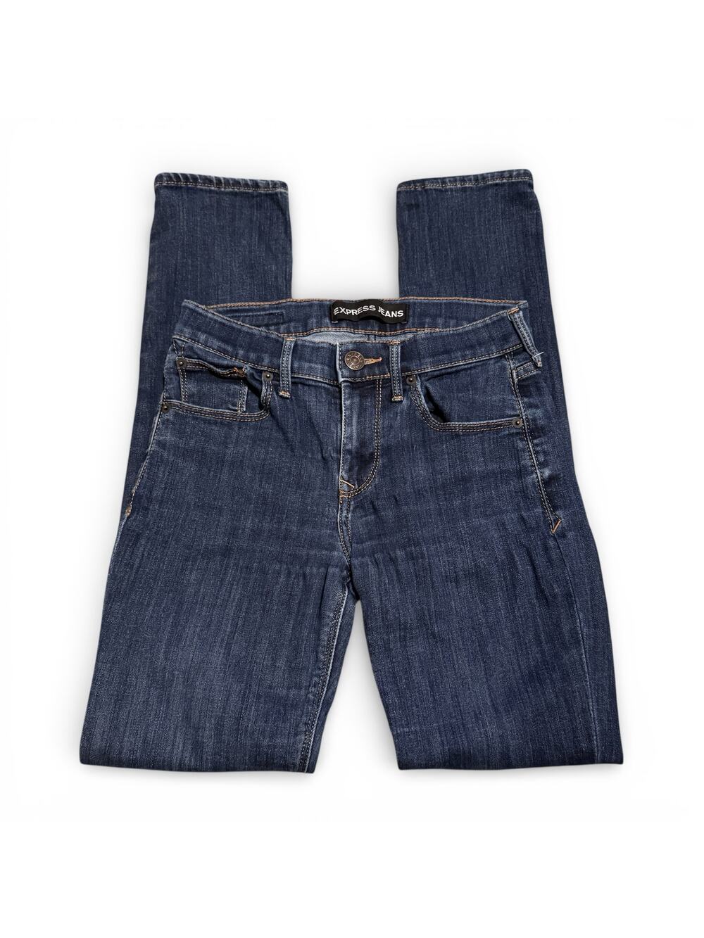Express Jeans Blue Denim Skinny Mid Rise 0 0R Casual Zero Regular